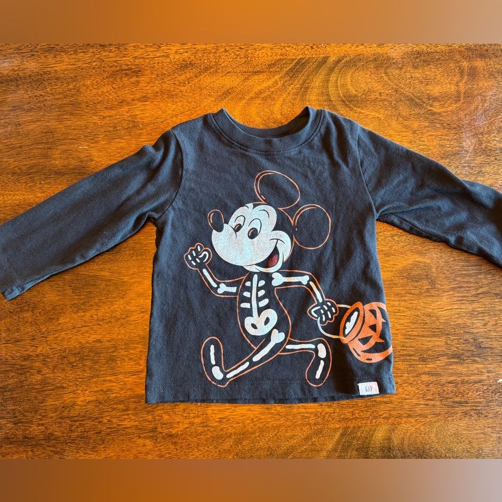 Baby Gap Mickey Mouse Halloween Skeleton Long Sleeve Shirt - Size 18-24 Mon